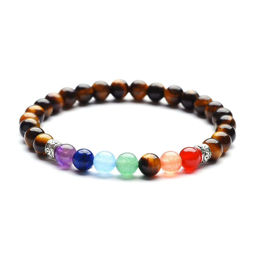 Woman 7 Chakra Healing Beaded Bracelet Natural Lava Stone Diffuser Charm Jewelry