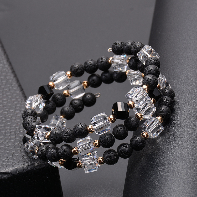 Woman Man Round Multilayer Charm Bracelet Natural Crystal Wide Fashion Jewelry