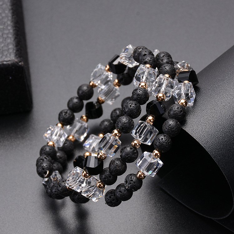 Woman Man Round Multilayer Charm Bracelet Natural Crystal Wide Fashion Jewelry
