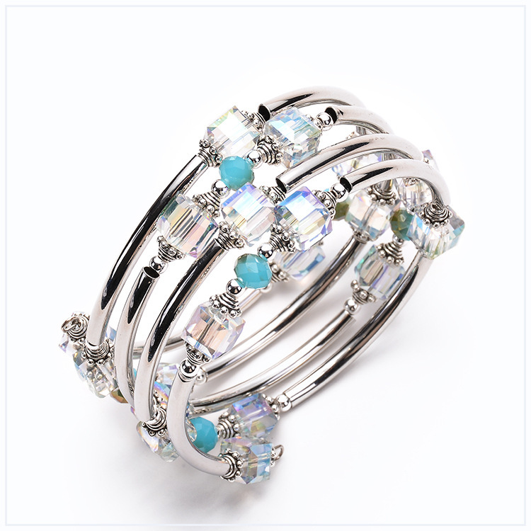 Woman Man Round Multilayer Charm Bracelet Natural Crystal Wide Fashion Jewelry