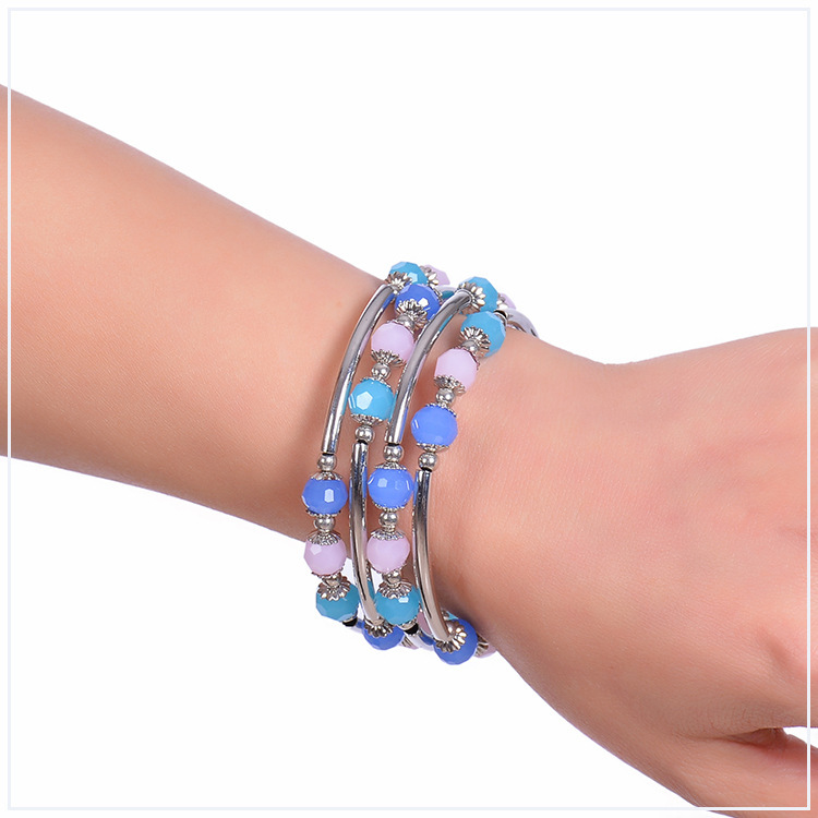 Woman Man Round Multilayer Charm Bracelet Natural Crystal Wide Fashion Jewelry