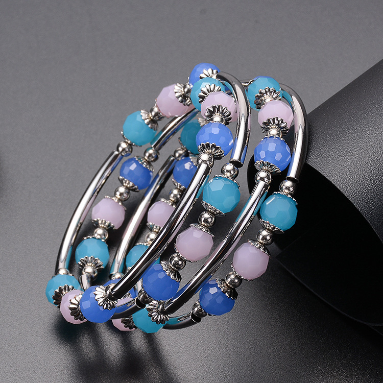 Woman Man Round Multilayer Charm Bracelet Natural Crystal Wide Fashion Jewelry