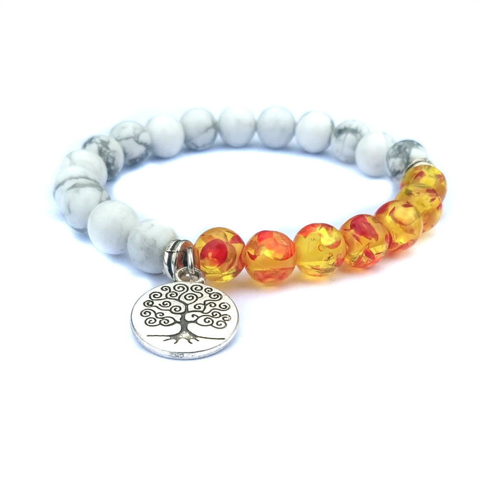 Fashion Tree of Life Stone Stretchy Chakra Wrist Bracelet for Women and Men