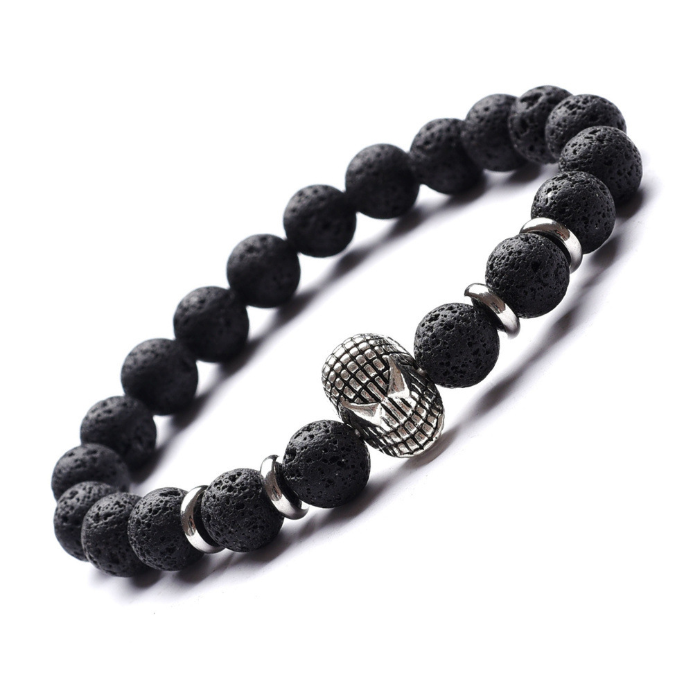 8MM Natural Black Lava Stone Beads Animals and Insects Head Shaped Bracelet