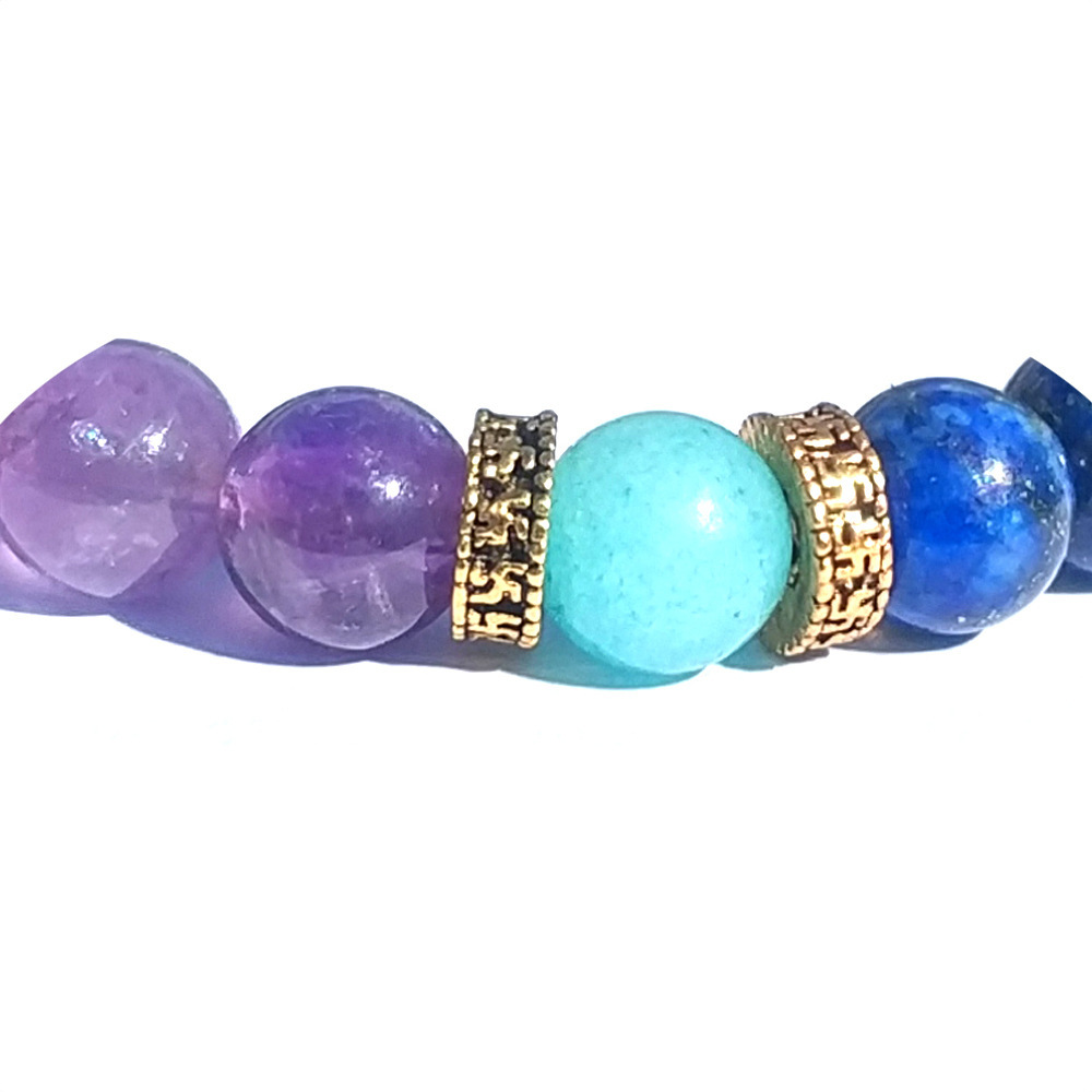 8 mm Electroplated Alloy High Quality Natural Stone Amethyst Healthcare Bracelet
