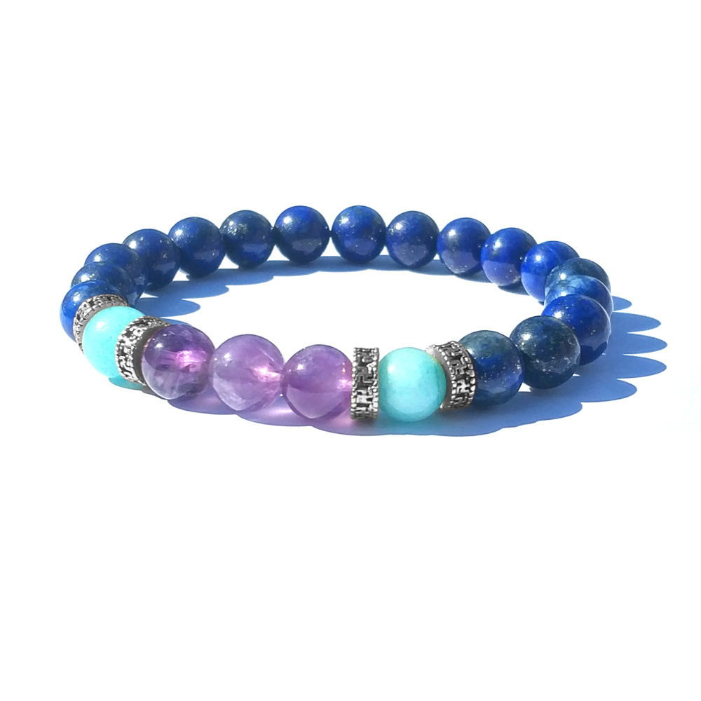 8 mm Electroplated Alloy High Quality Natural Stone Amethyst Healthcare Bracelet