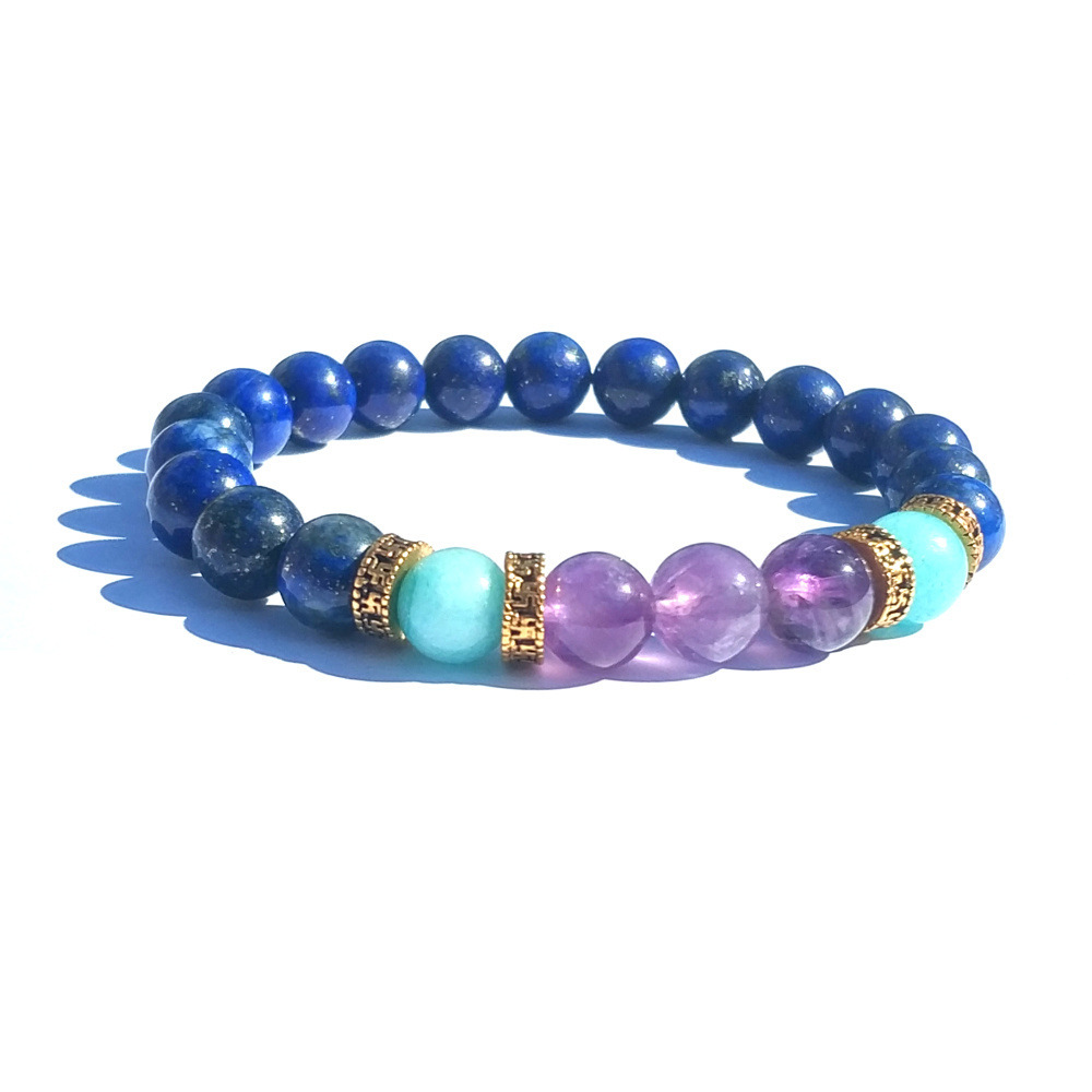 8 mm Electroplated Alloy High Quality Natural Stone Amethyst Healthcare Bracelet