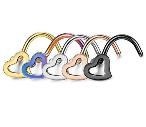Women's Jewelry S-shaped Curved Heart Nose Ring Charm Gift