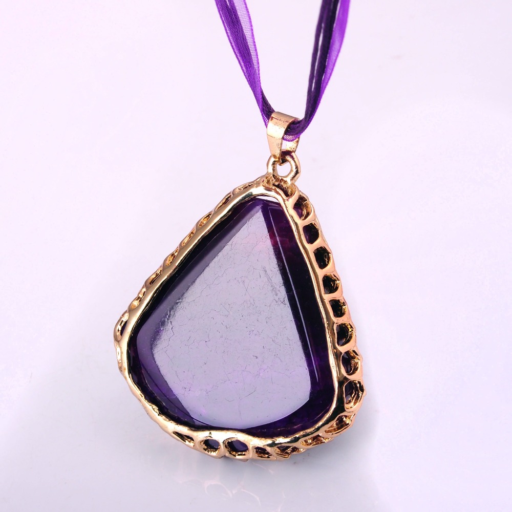 Natural Agate Wrapped Gold Pendant Necklace for Women and Men Jewelry