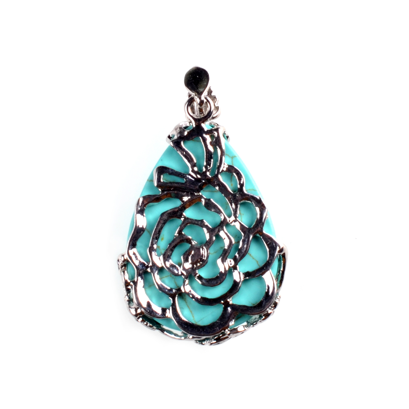 Natural Stone Flower Waterdrop Chain Healing Point Pendant Charm Necklace