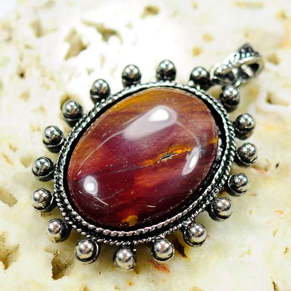 Fashion Oval Agate Bead Charm Alloy Pendant