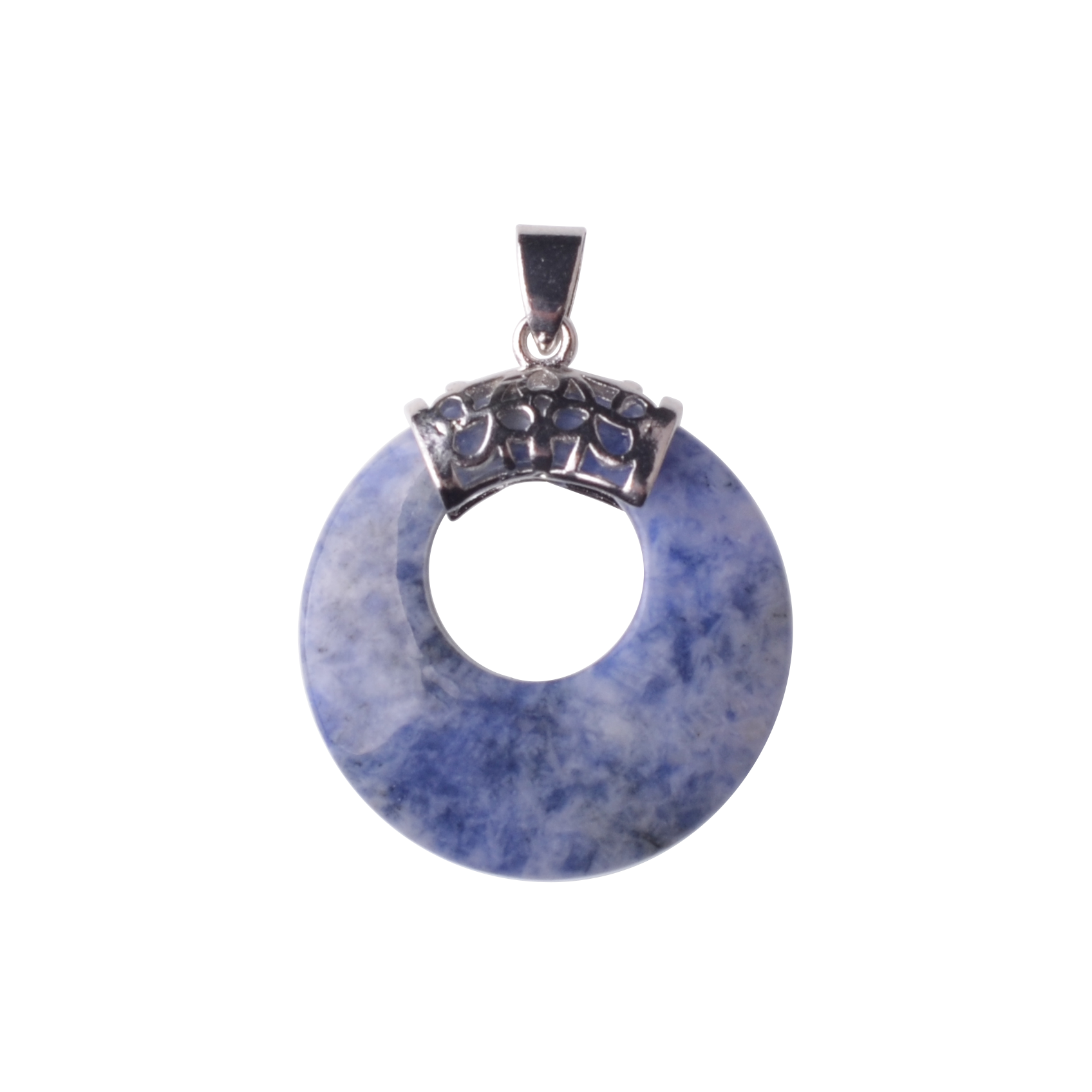 Natyral Crystal Stone Donut Coin Round Reiki Healing Pendant Charm Neckalce