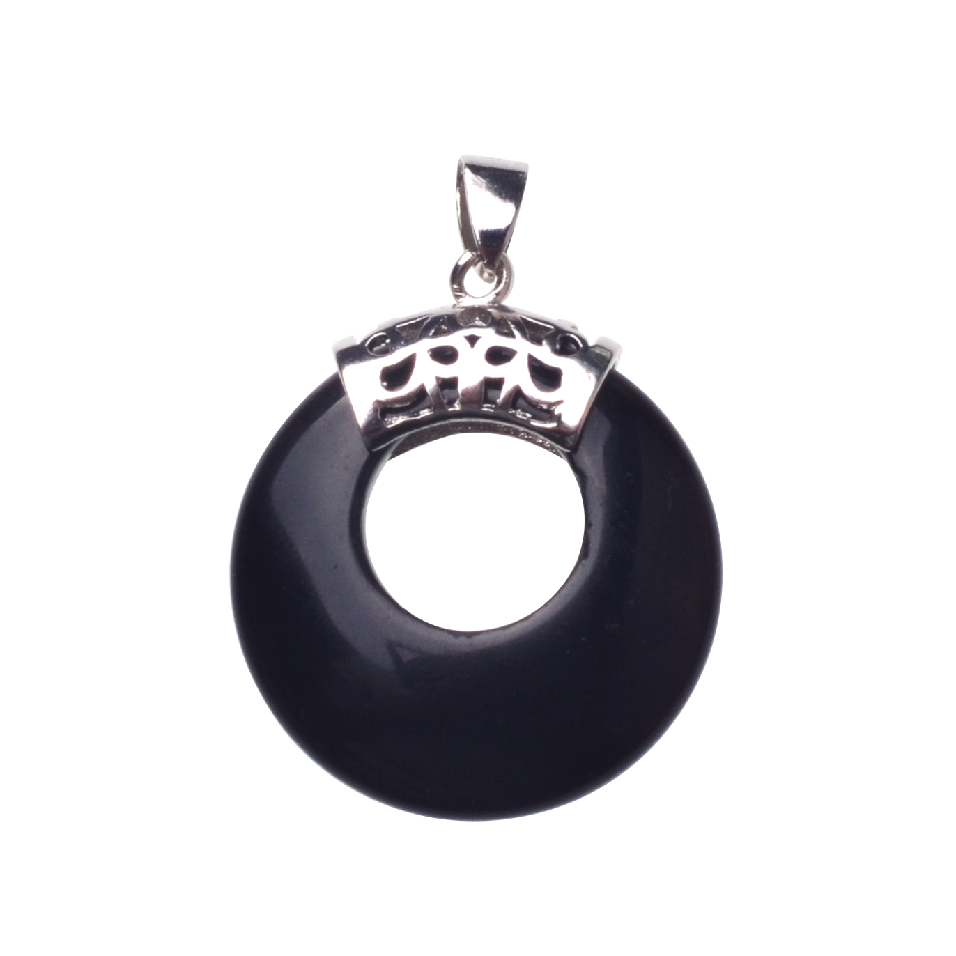 Natyral Crystal Stone Donut Coin Round Reiki Healing Pendant Charm Neckalce