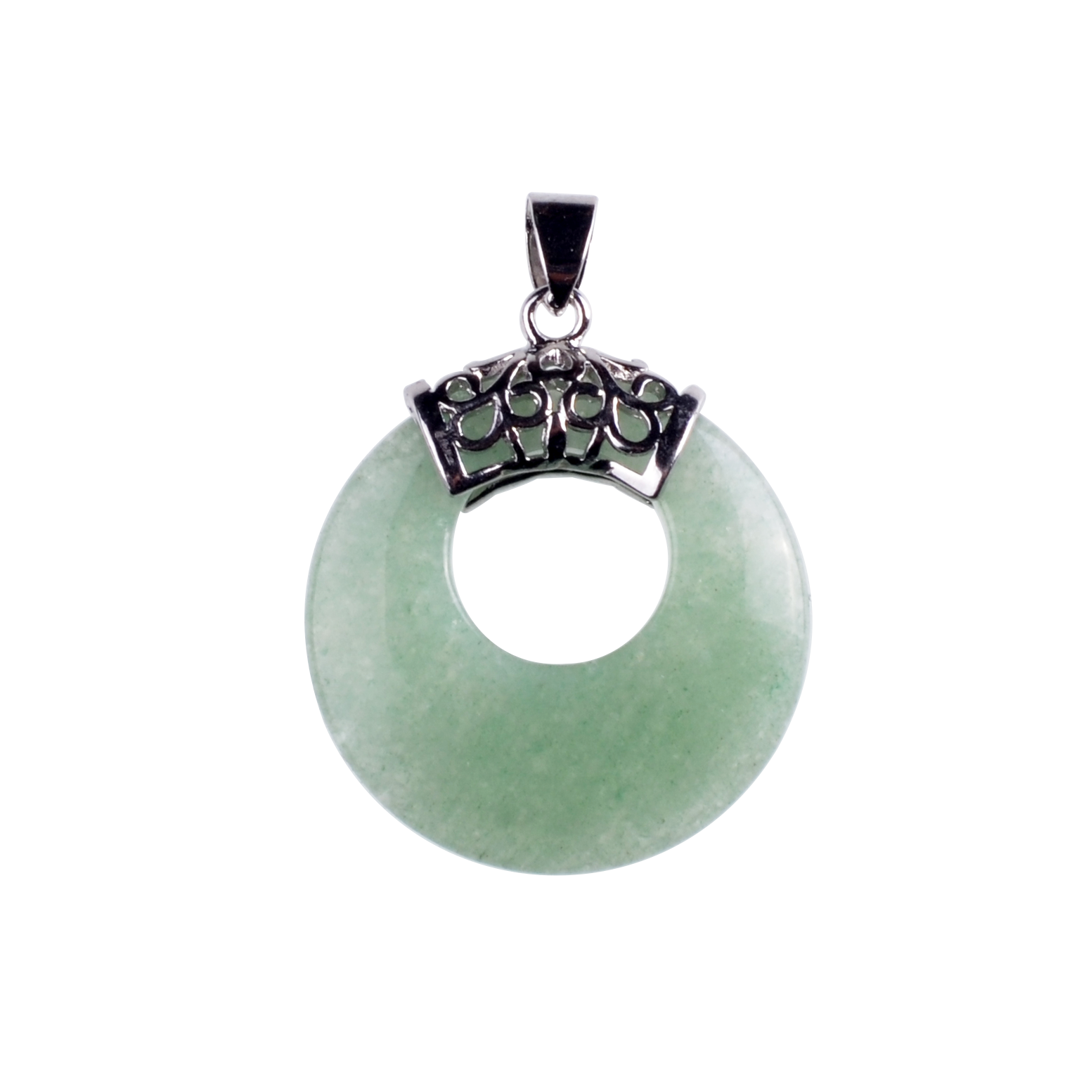 Natyral Crystal Stone Donut Coin Round Reiki Healing Pendant Charm Neckalce