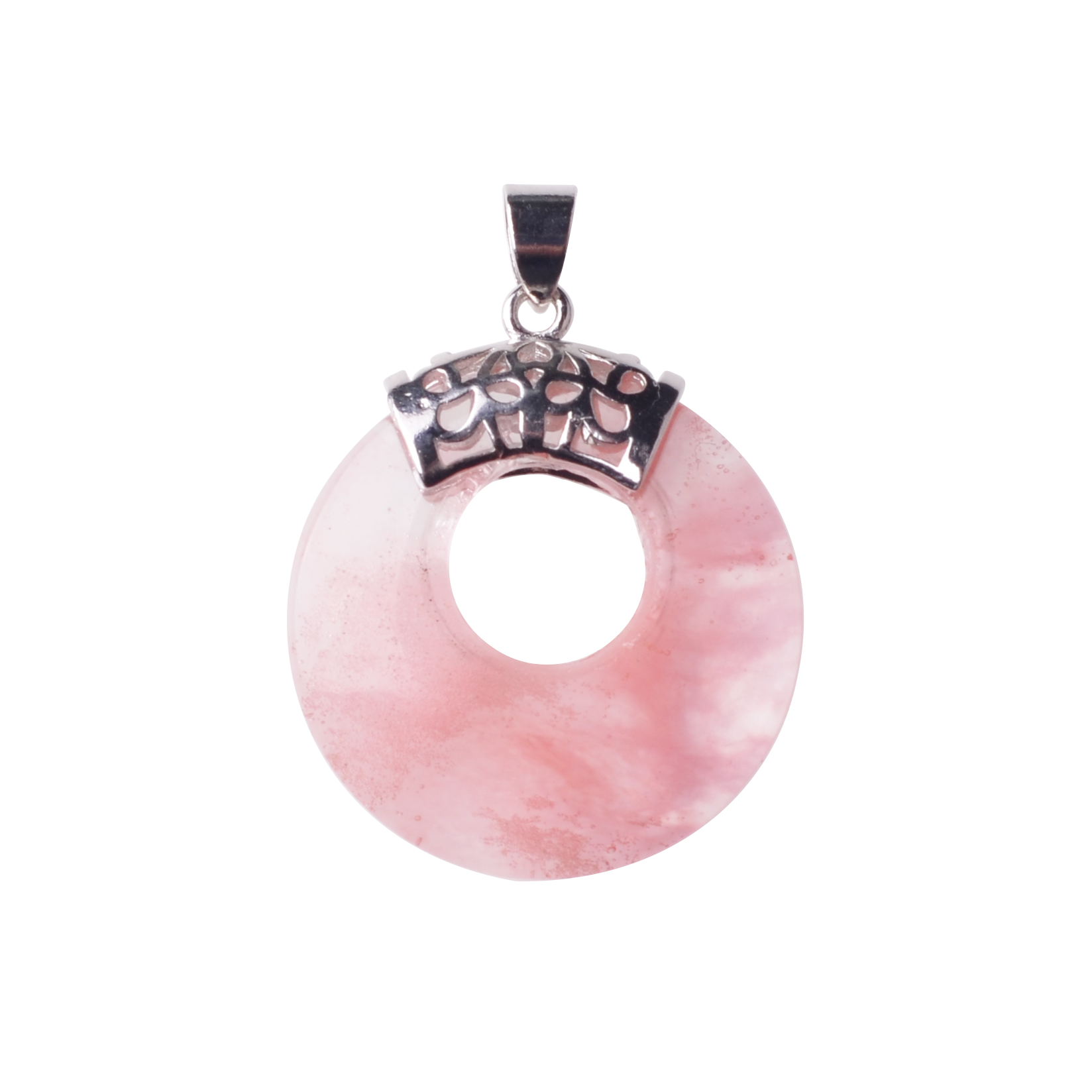 Natyral Crystal Stone Donut Coin Round Reiki Healing Pendant Charm Neckalce