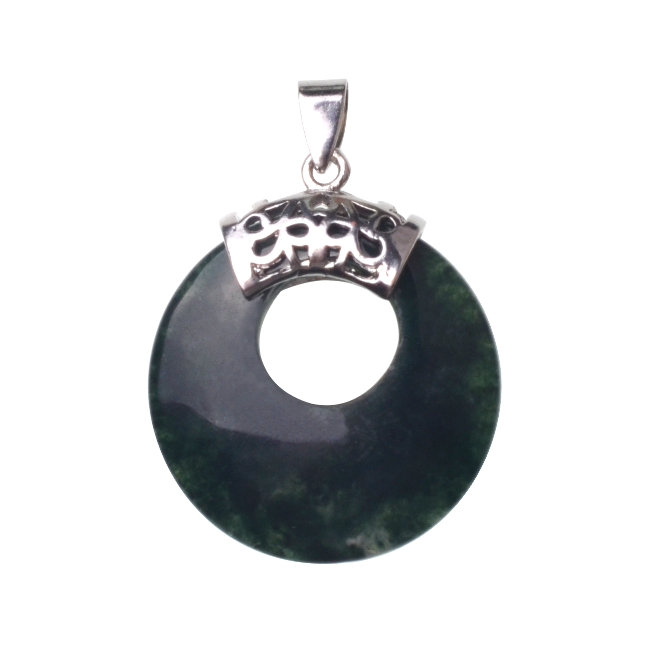Natyral Crystal Stone Donut Coin Round Reiki Healing Pendant Charm Neckalce