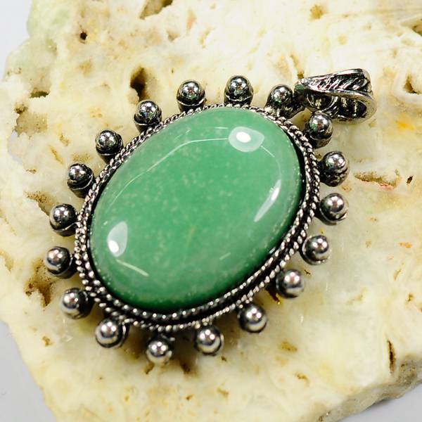 Fashion Oval Agate Bead Charm Alloy Pendant