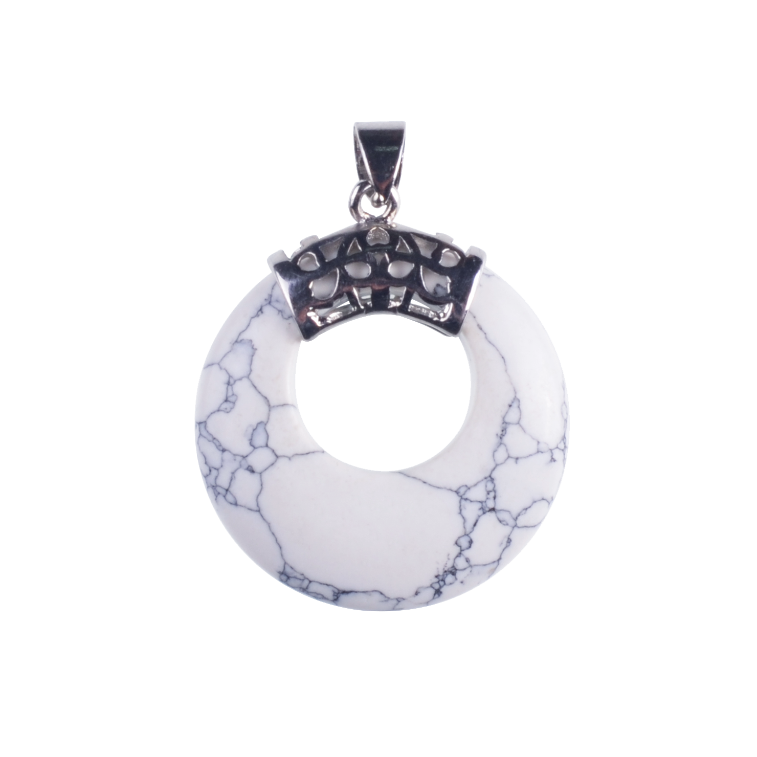 Natyral Crystal Stone Donut Coin Round Reiki Healing Pendant Charm Neckalce