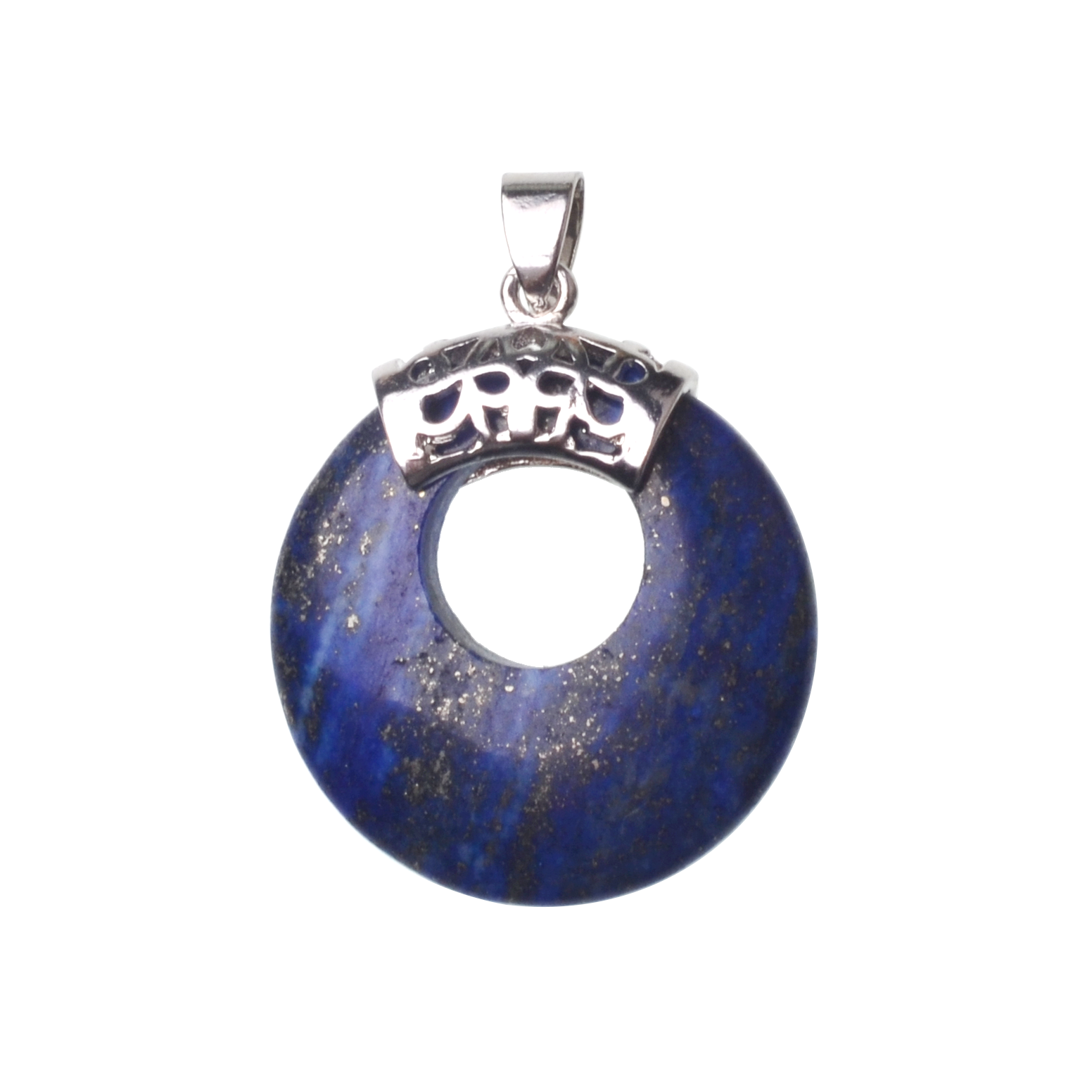 Natyral Crystal Stone Donut Coin Round Reiki Healing Pendant Charm Neckalce
