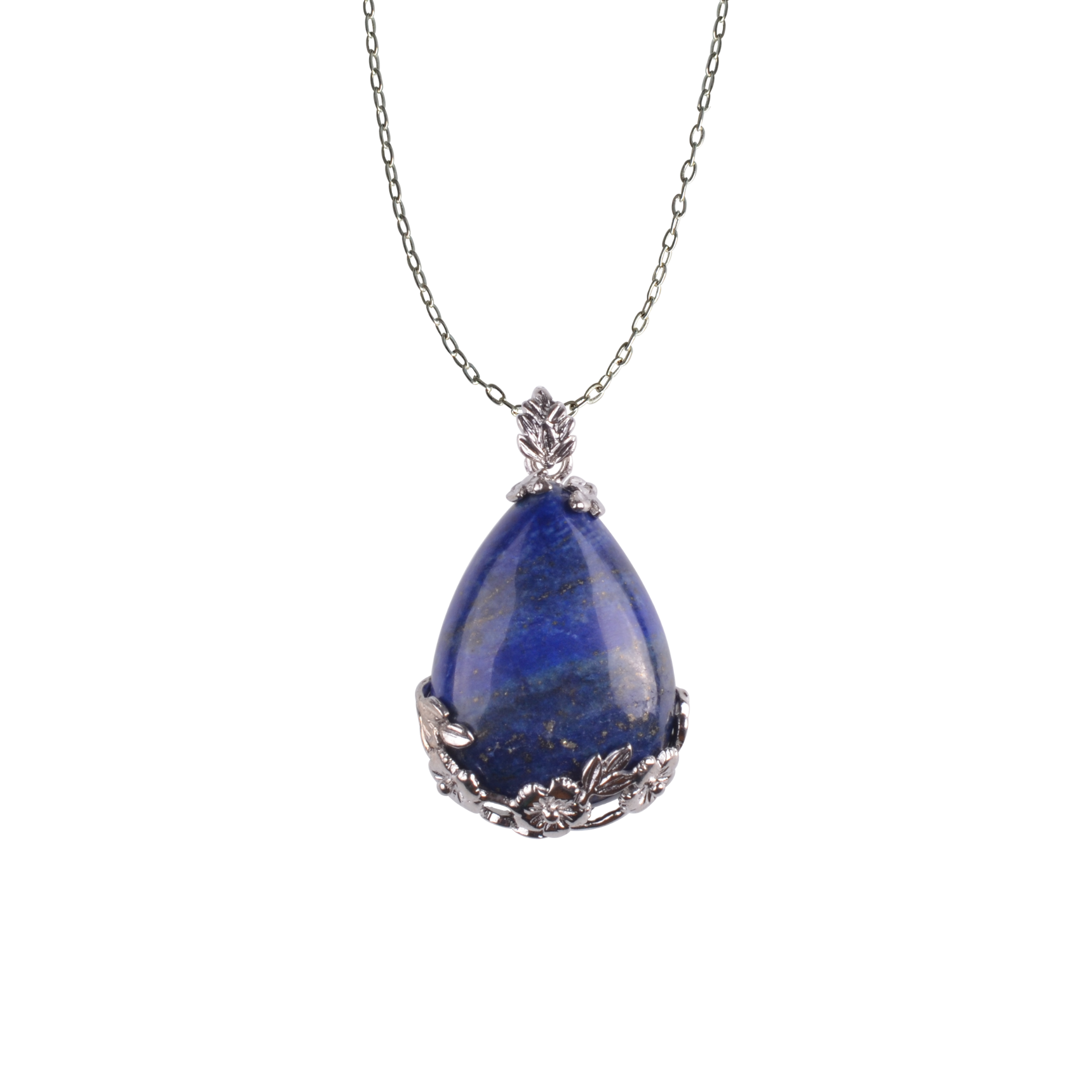 Natural Stone Flower Waterdrop Chain Healing Point Pendant Charm Necklace