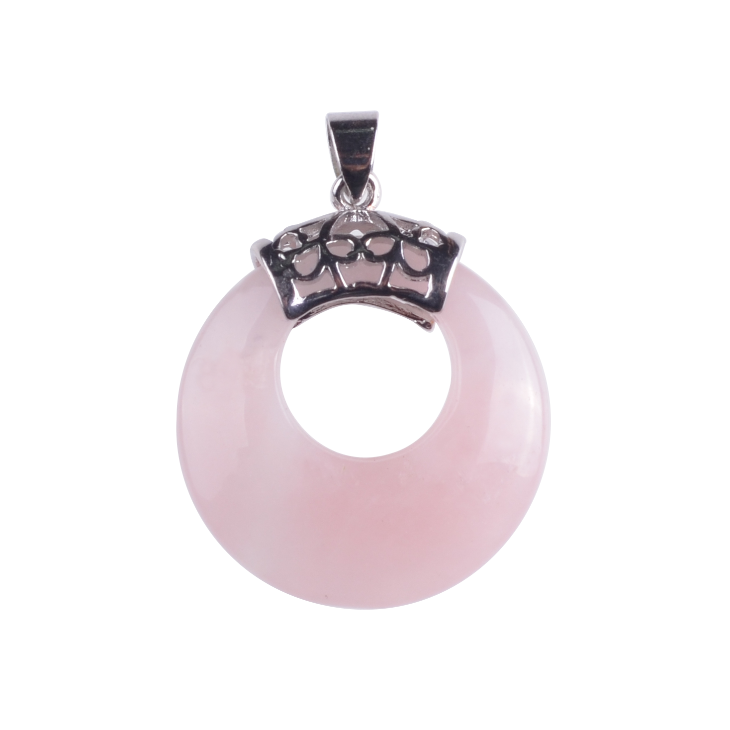 Natyral Crystal Stone Donut Coin Round Reiki Healing Pendant Charm Neckalce