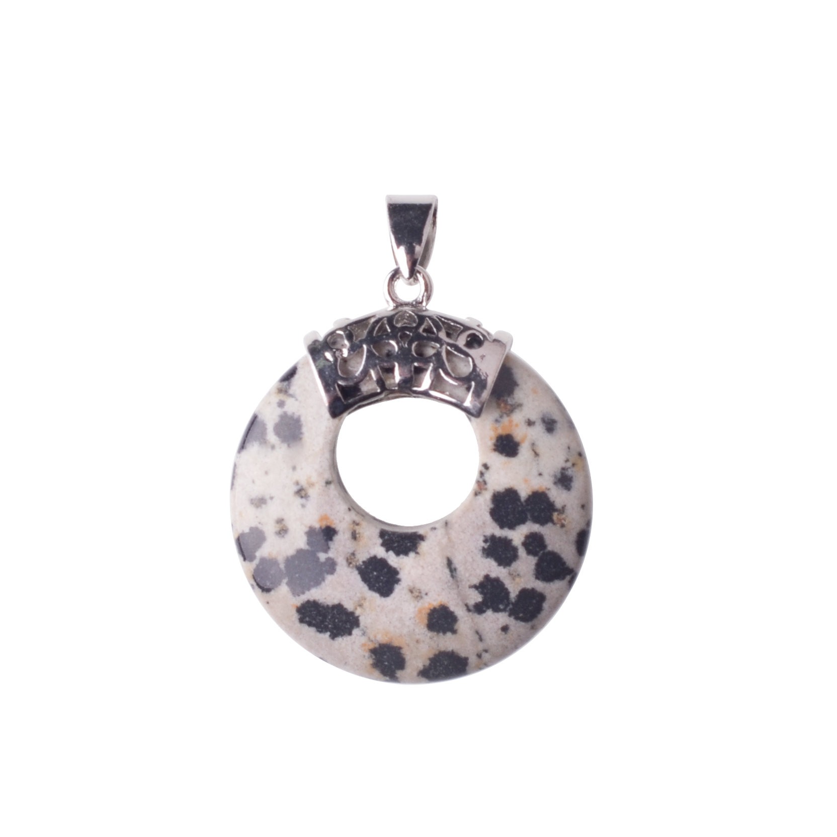 Natyral Crystal Stone Donut Coin Round Reiki Healing Pendant Charm Neckalce