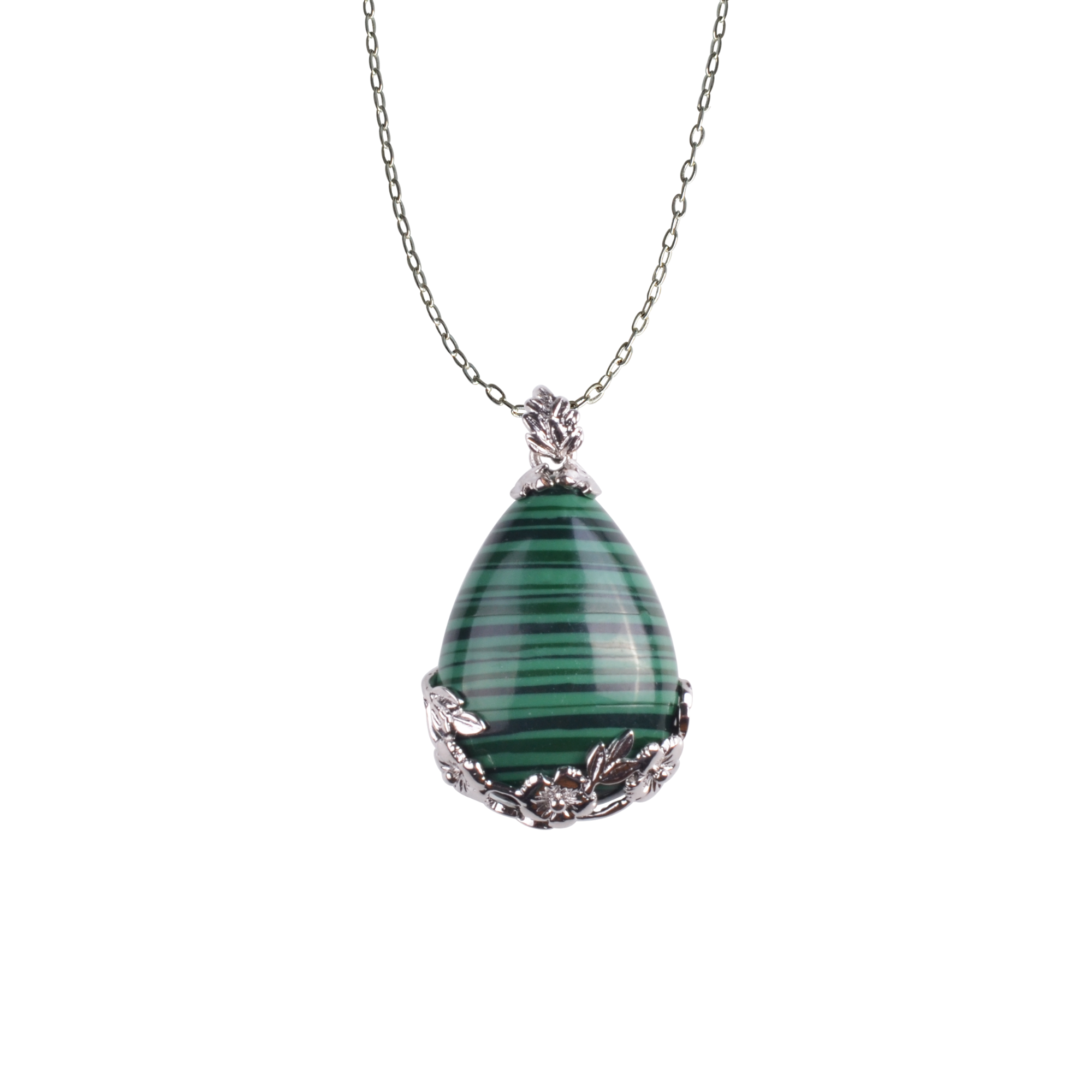Natural Stone Flower Waterdrop Chain Healing Point Pendant Charm Necklace