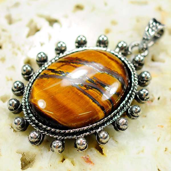 Fashion Oval Agate Bead Charm Alloy Pendant