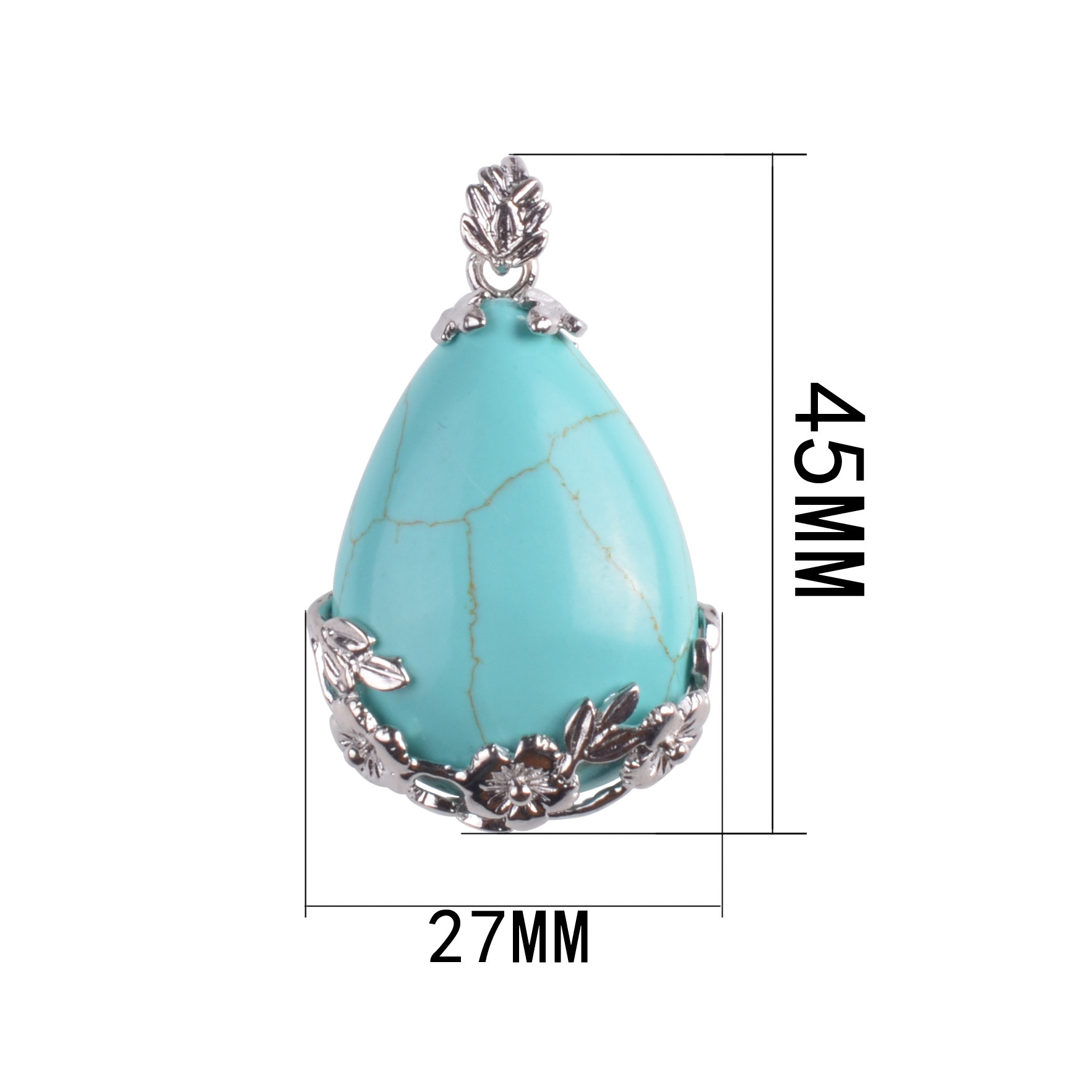 Natural Stone Flower Waterdrop Chain Healing Point Pendant Charm Necklace
