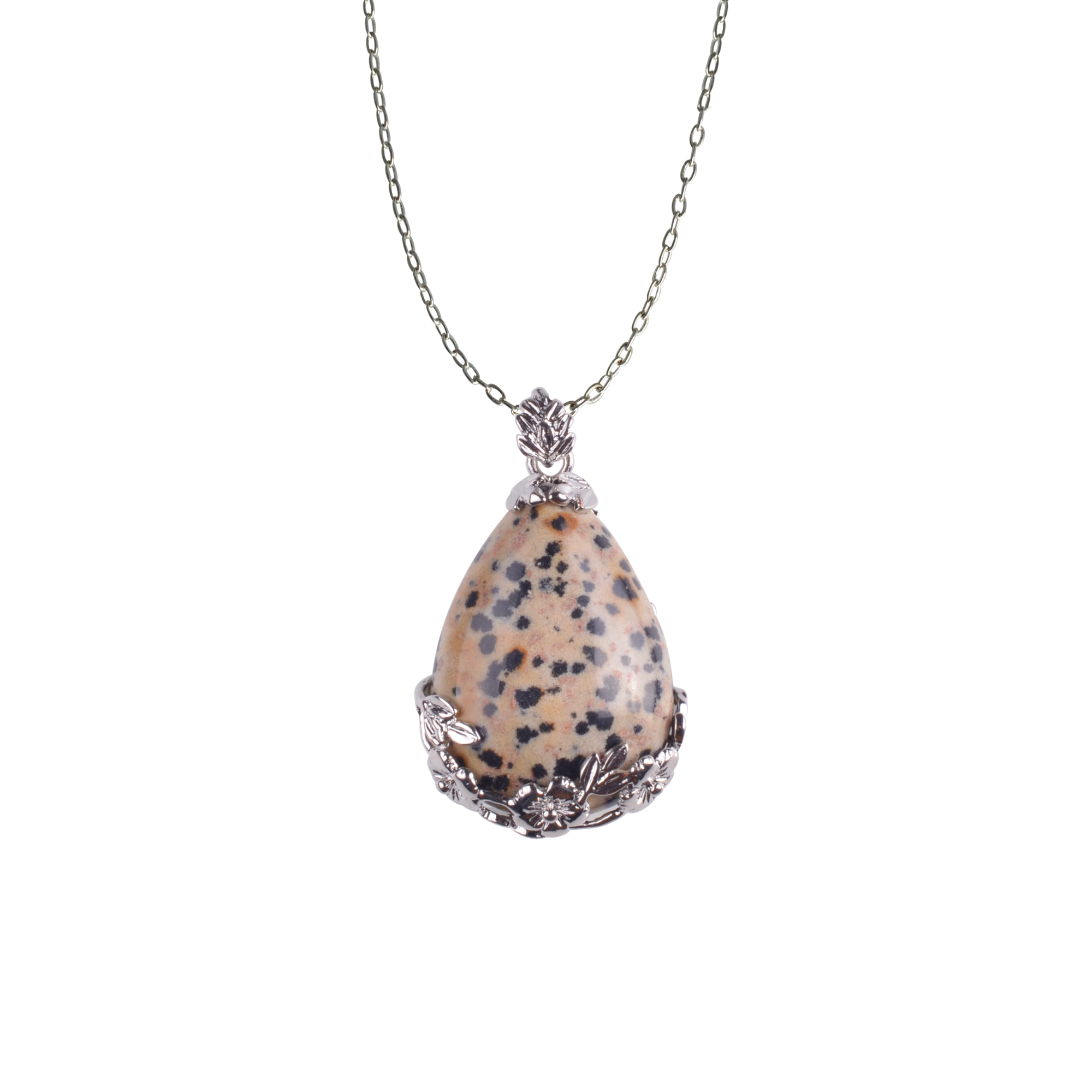 Natural Stone Flower Waterdrop Chain Healing Point Pendant Charm Necklace