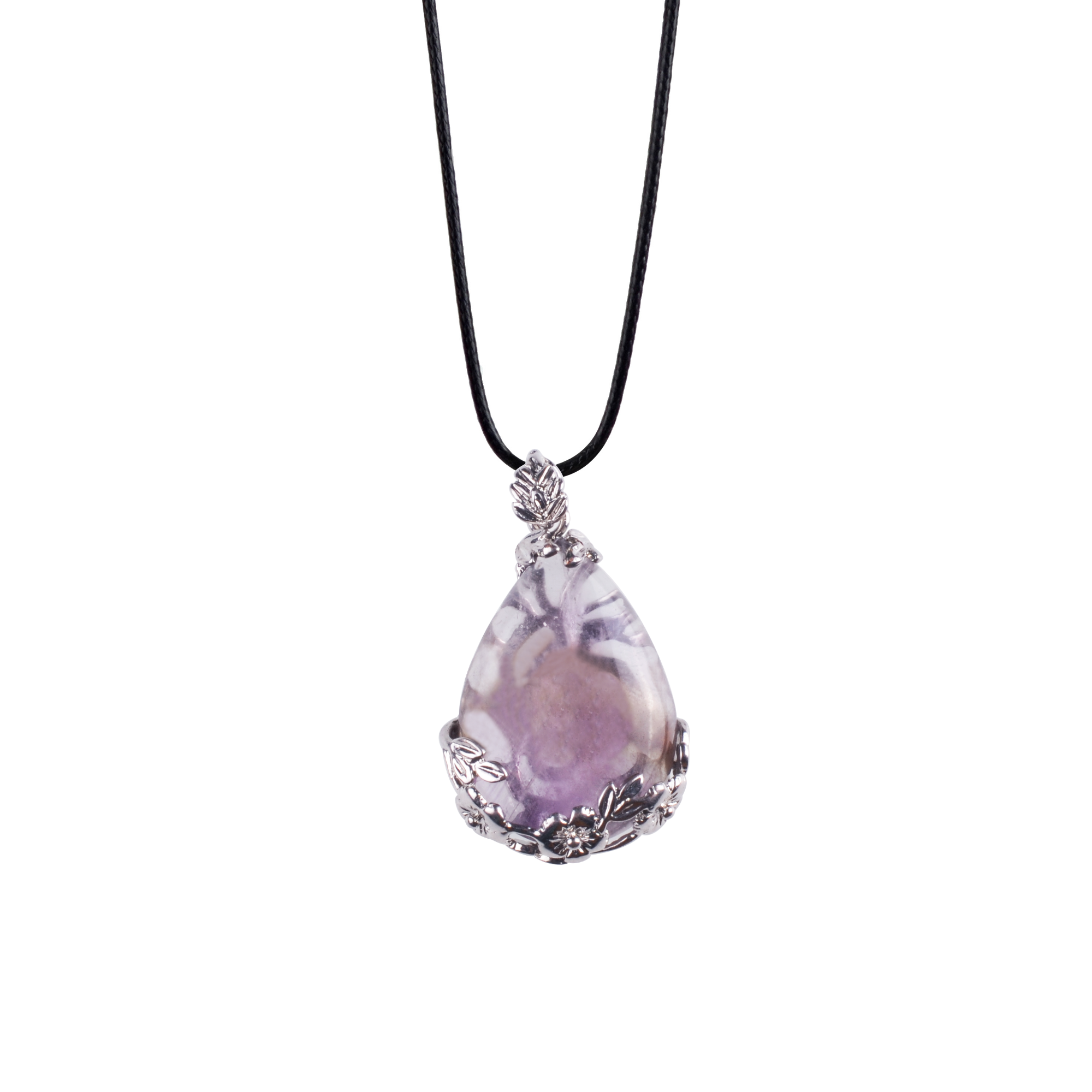 Natural Stone Flower Waterdrop Chain Healing Point Pendant Charm Necklace
