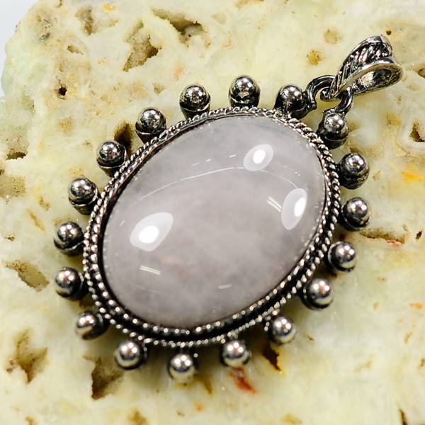 Fashion Oval Agate Bead Charm Alloy Pendant