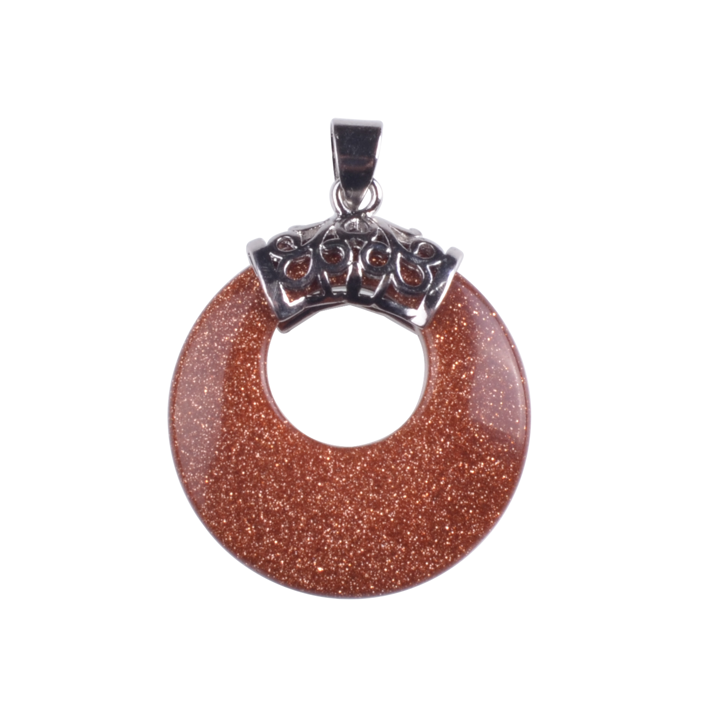 Natyral Crystal Stone Donut Coin Round Reiki Healing Pendant Charm Neckalce