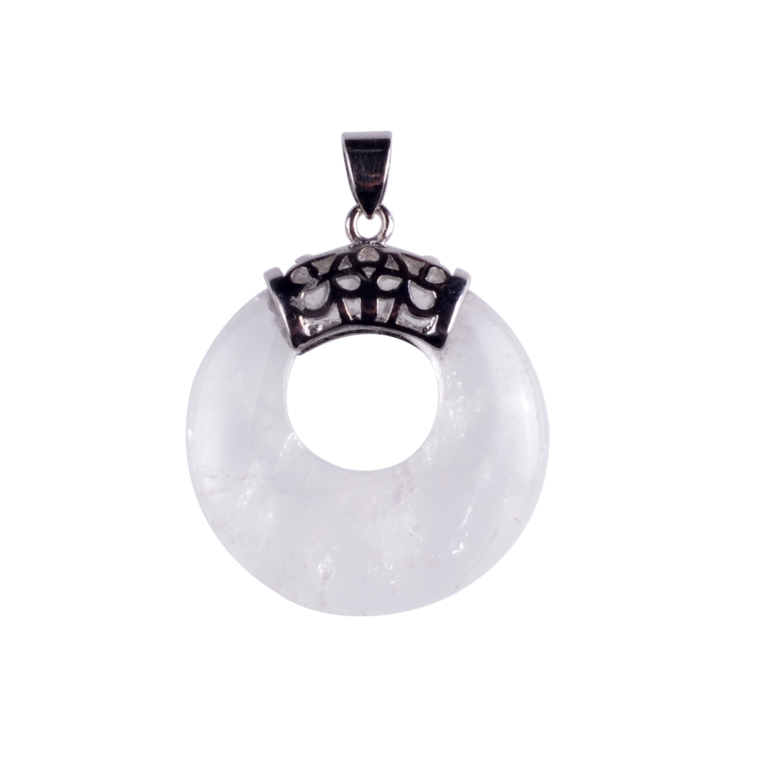Natyral Crystal Stone Donut Coin Round Reiki Healing Pendant Charm Neckalce