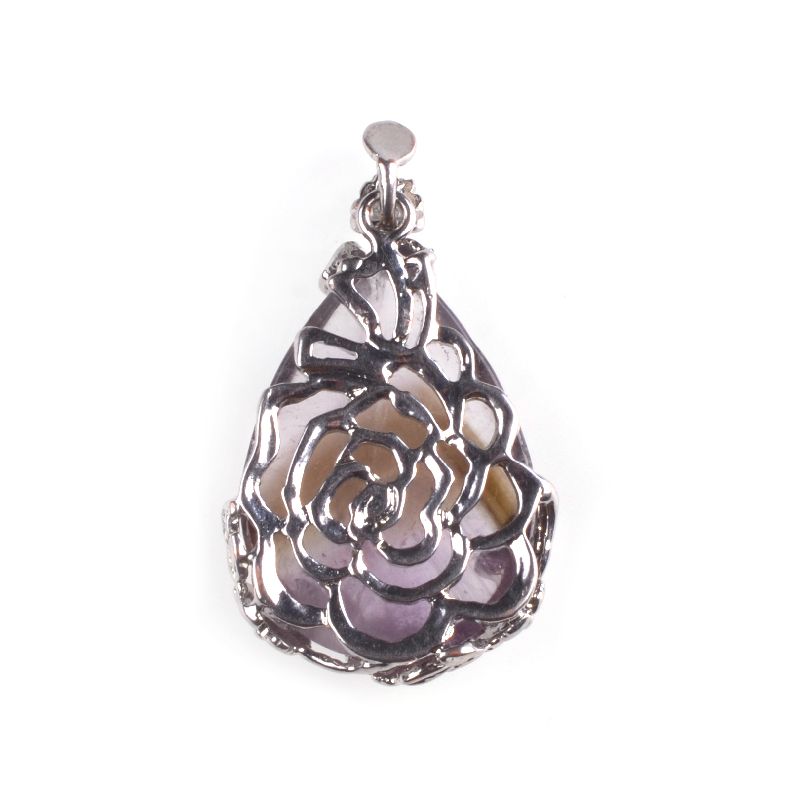 Natural Stone Flower Waterdrop Chain Healing Point Pendant Charm Necklace