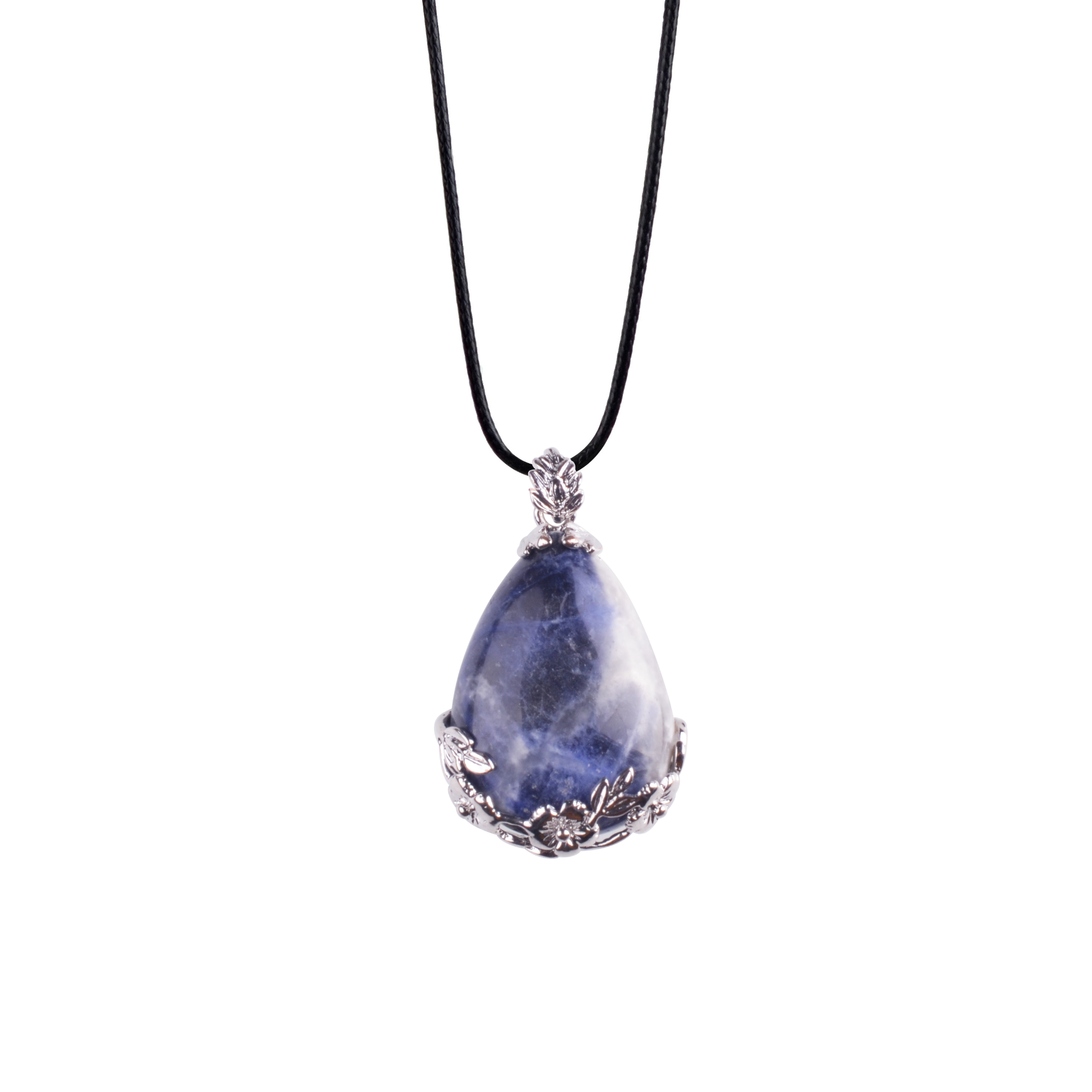 Natural Stone Flower Waterdrop Chain Healing Point Pendant Charm Necklace