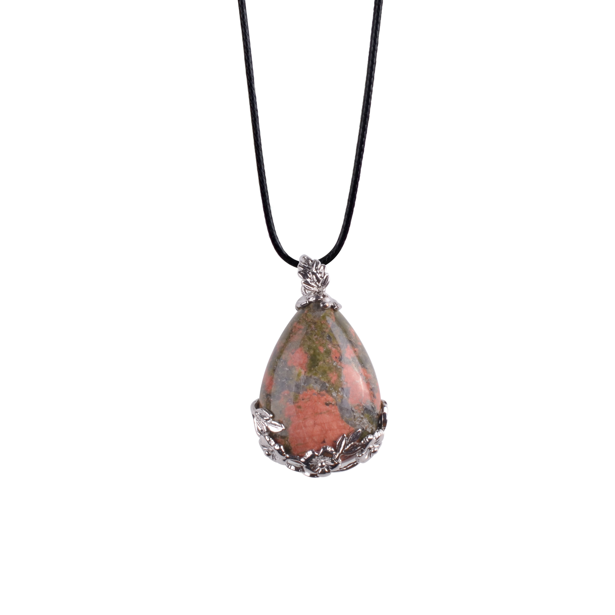 Natural Stone Flower Waterdrop Chain Healing Point Pendant Charm Necklace