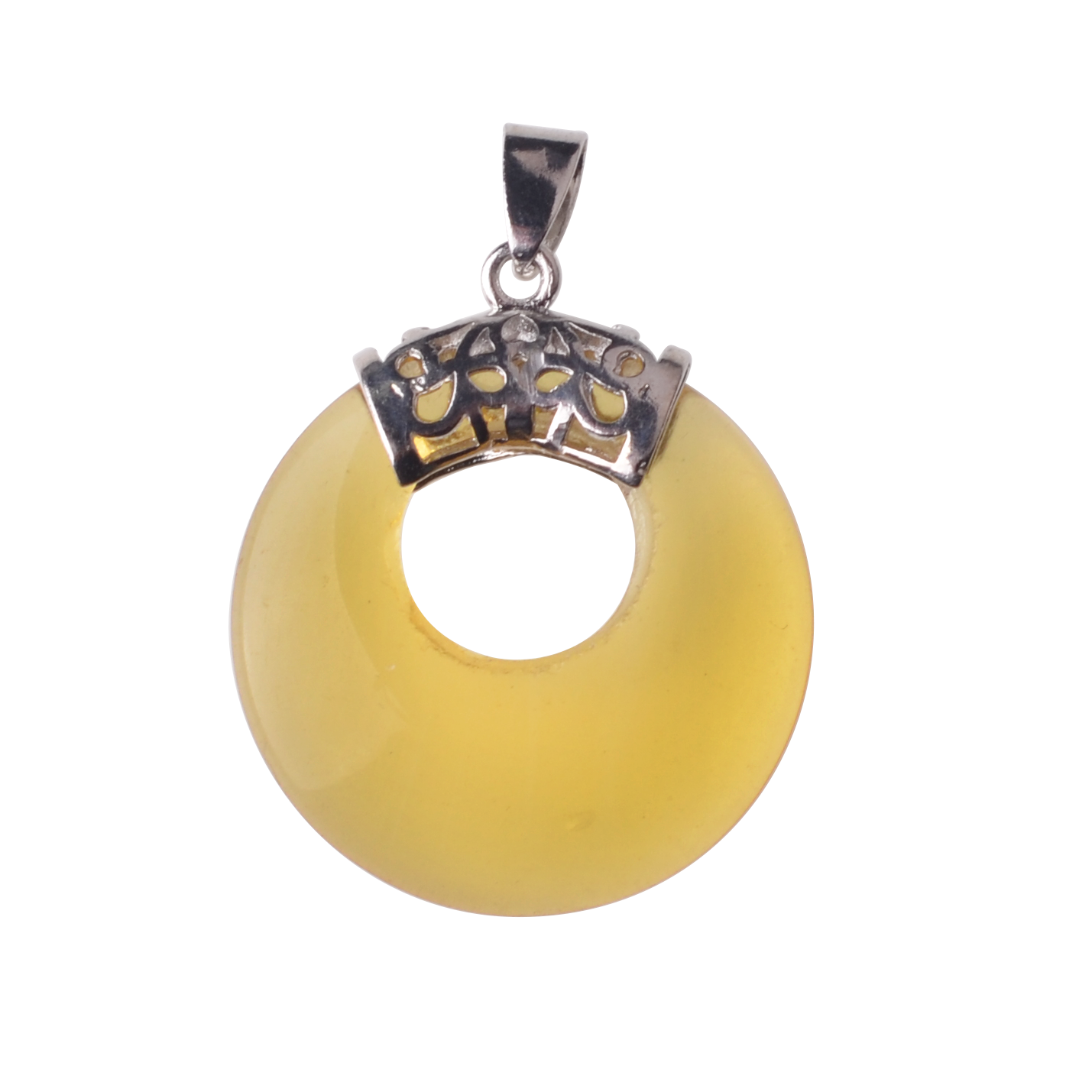 Natyral Crystal Stone Donut Coin Round Reiki Healing Pendant Charm Neckalce