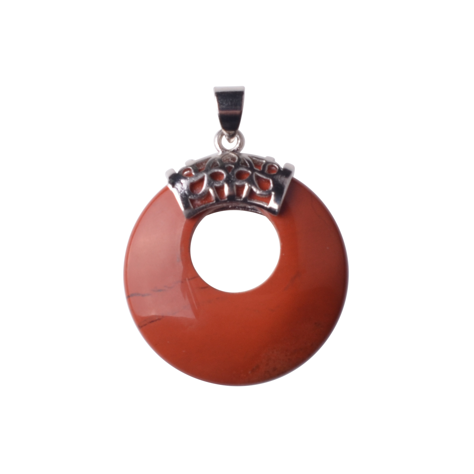 Natyral Crystal Stone Donut Coin Round Reiki Healing Pendant Charm Neckalce