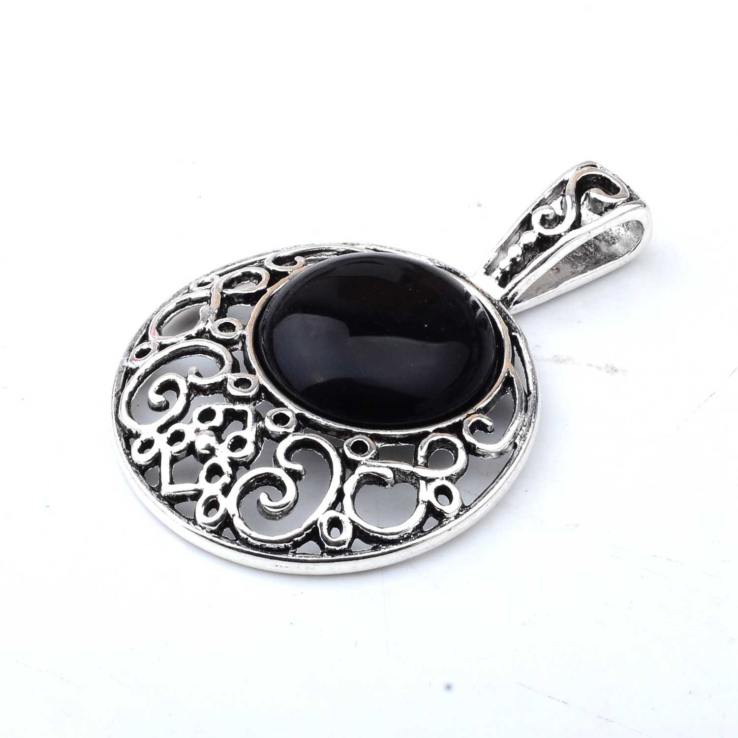 Natural Crystal Healing Moon Round Chakra Bead Gemstone Necklace Pendant