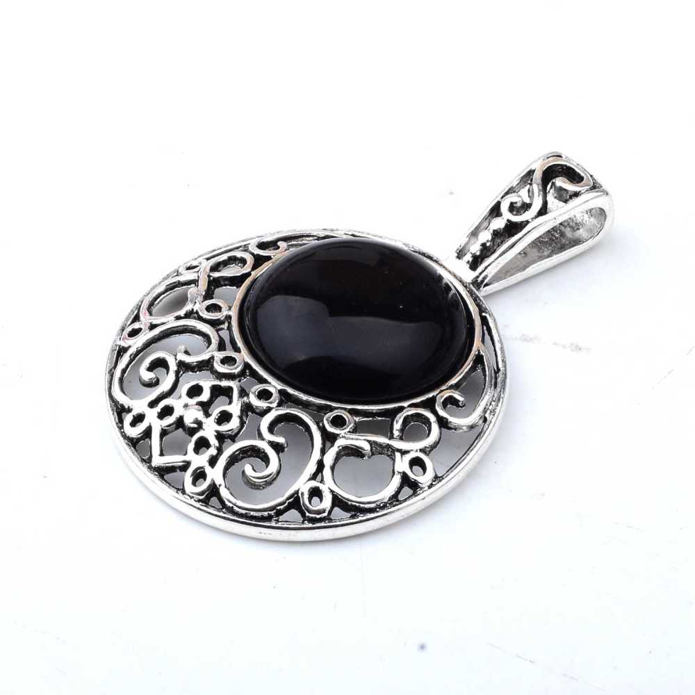 Natural Crystal Healing Moon Round Chakra Bead Gemstone Necklace Pendant
