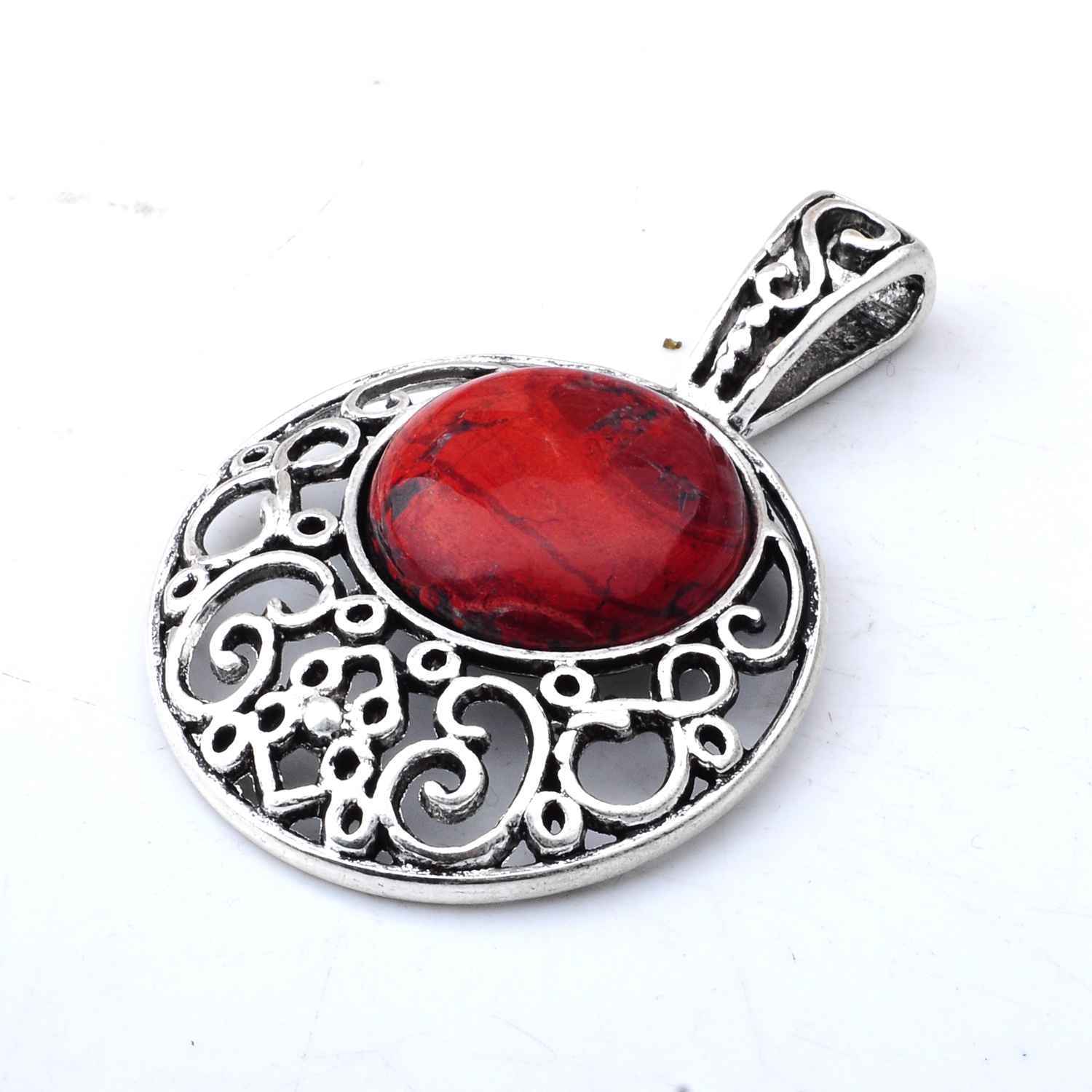 Natural Crystal Healing Moon Round Chakra Bead Gemstone Necklace Pendant