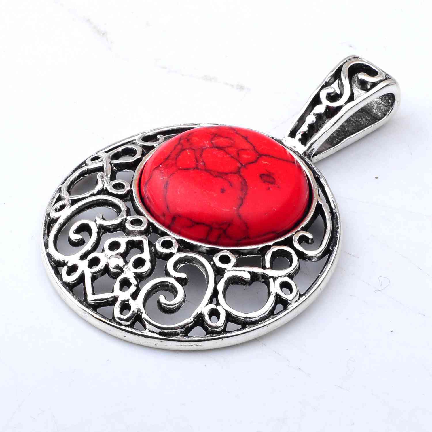 Natural Crystal Healing Moon Round Chakra Bead Gemstone Necklace Pendant