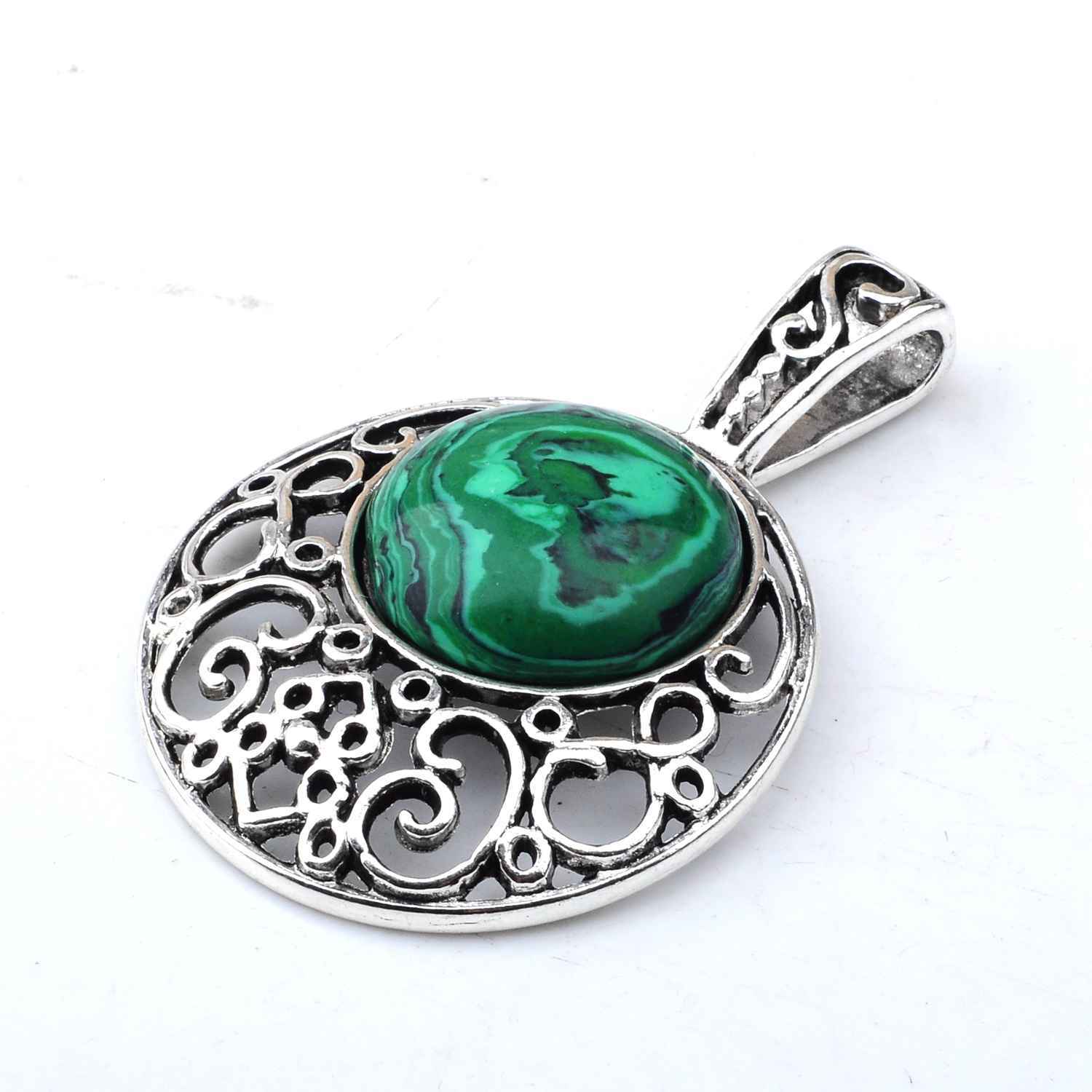 Natural Crystal Healing Moon Round Chakra Bead Gemstone Necklace Pendant