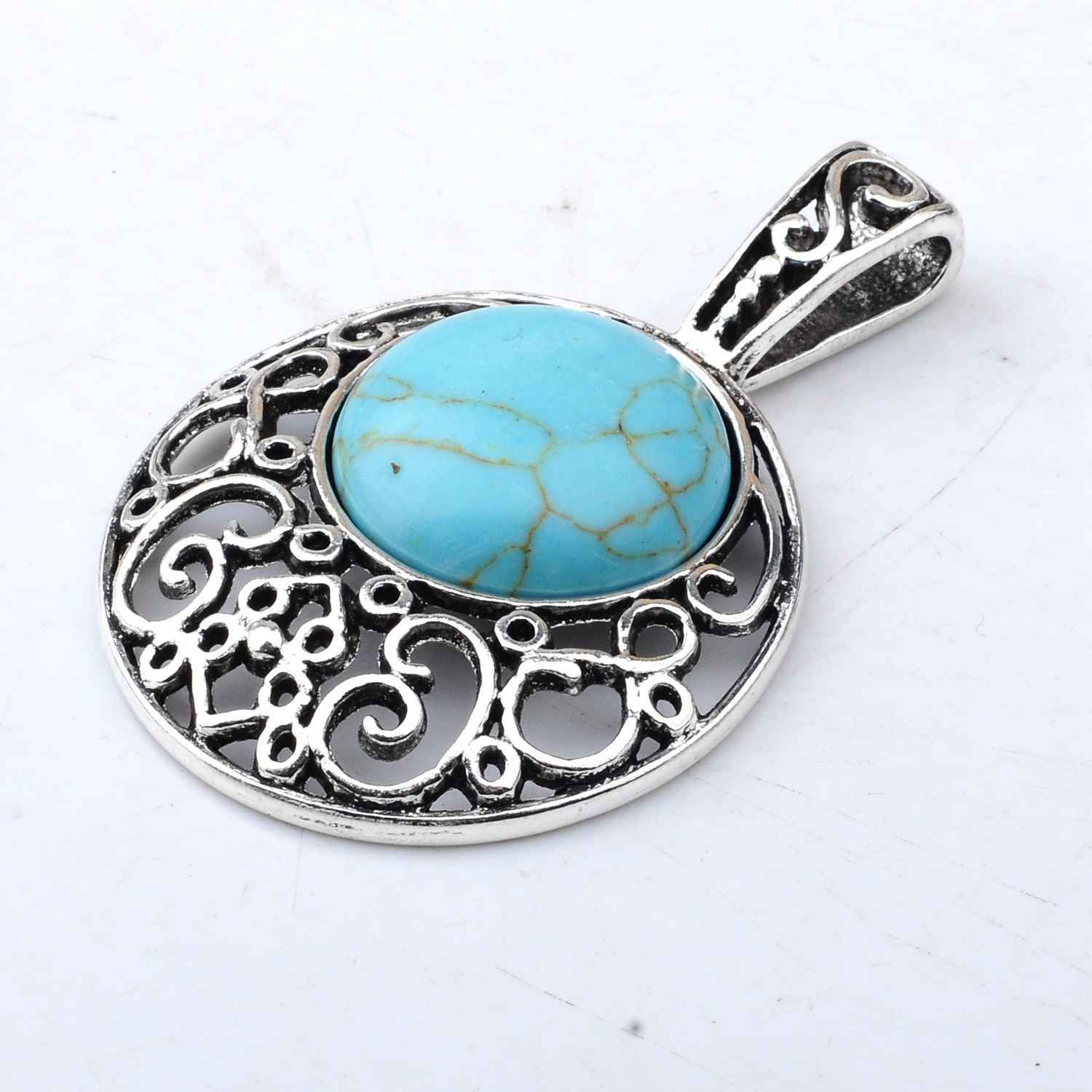 Natural Crystal Healing Moon Round Chakra Bead Gemstone Necklace Pendant