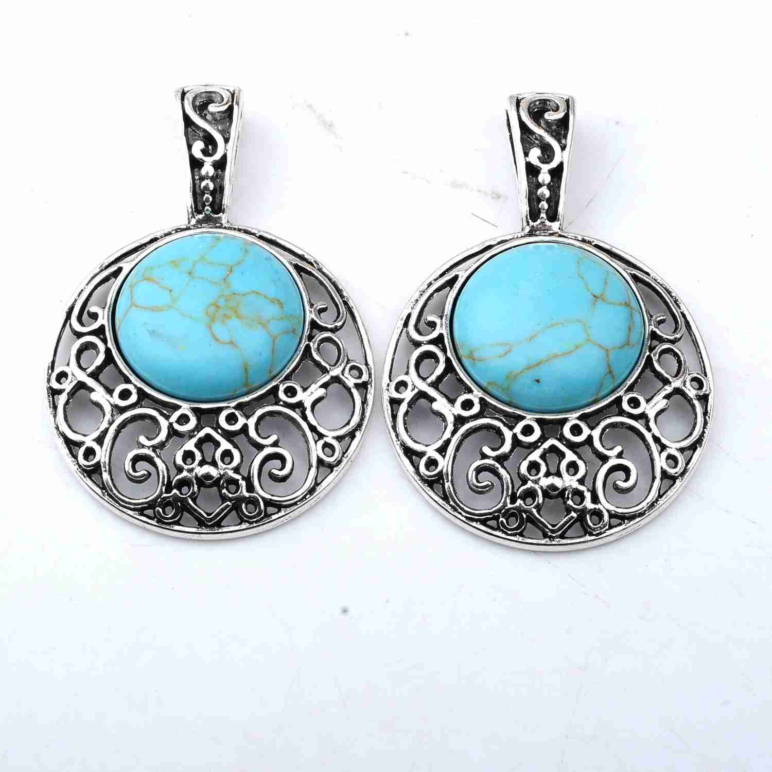 Natural Crystal Healing Moon Round Chakra Bead Gemstone Necklace Pendant