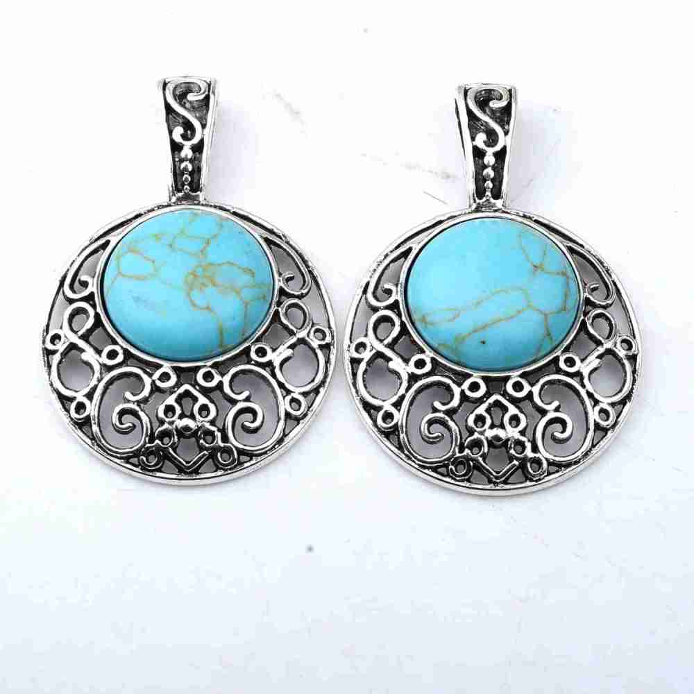 Natural Crystal Healing Moon Round Chakra Bead Gemstone Necklace Pendant