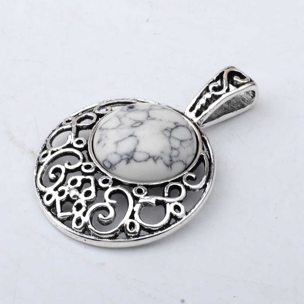 Natural Crystal Healing Moon Round Chakra Bead Gemstone Necklace Pendant