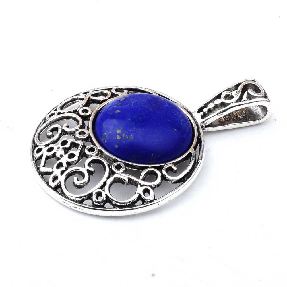 Natural Crystal Healing Moon Round Chakra Bead Gemstone Necklace Pendant