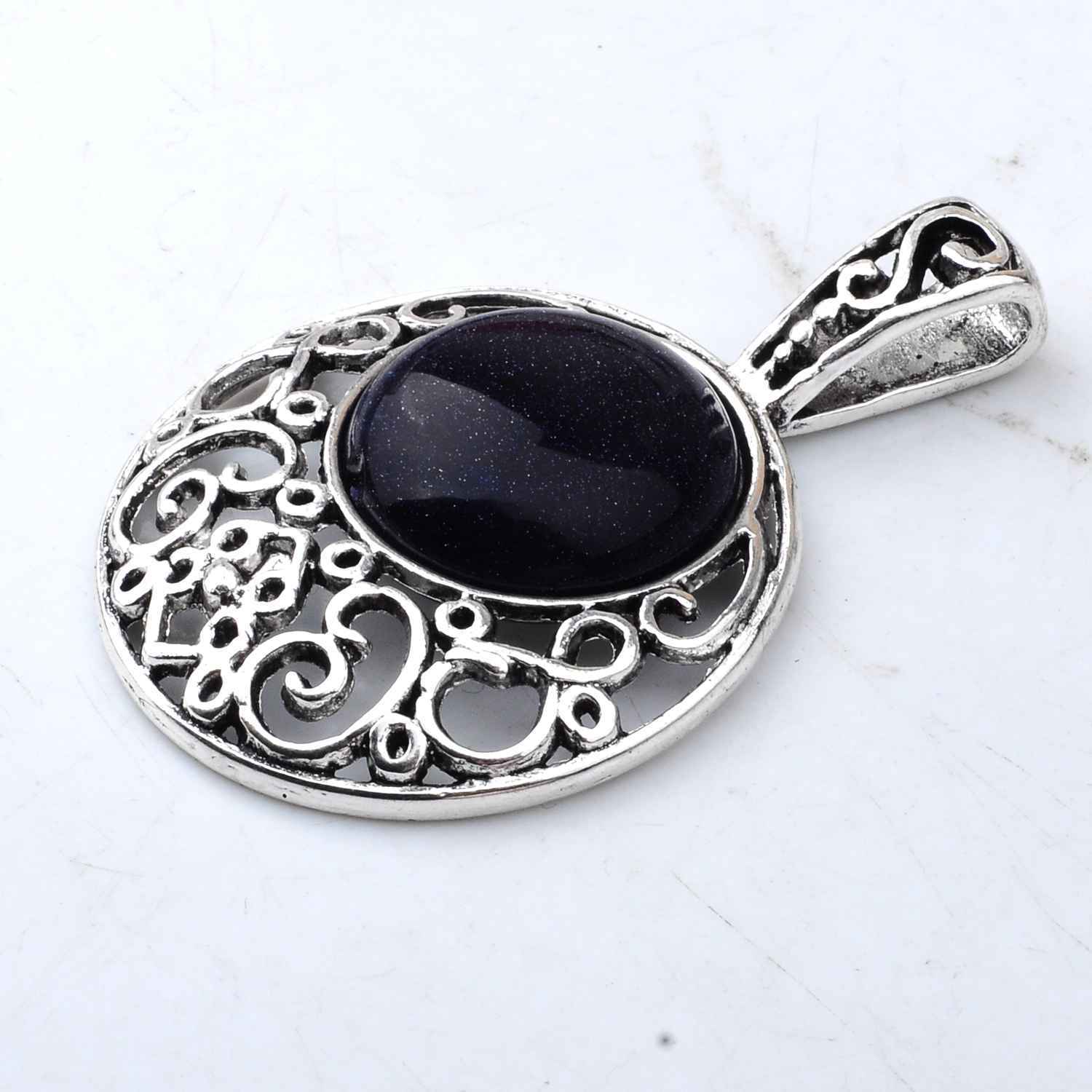 Natural Crystal Healing Moon Round Chakra Bead Gemstone Necklace Pendant